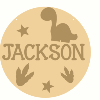 3mm mdf Layered Circle with Name and Dinosaur Shapes