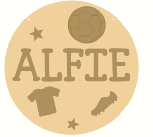 3mm mdf Layered Circle with Name and Football Shapes 3mm mdf Layered Circle with Name and Football Shapes