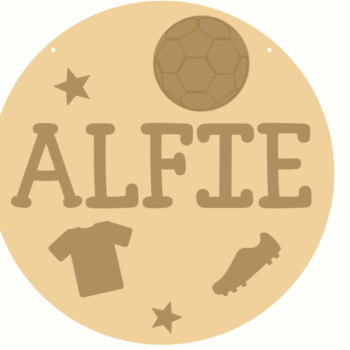 3mm mdf Layered Circle with Name and Football Shapes