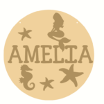 3mm mdf Layered Circle with Name and Mermaid Shapes