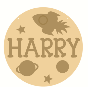 3mm mdf Layered Circle with Name and Space Shapes