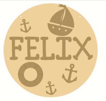 3mm mdf Layered Circle with Name and Seaside Shapes