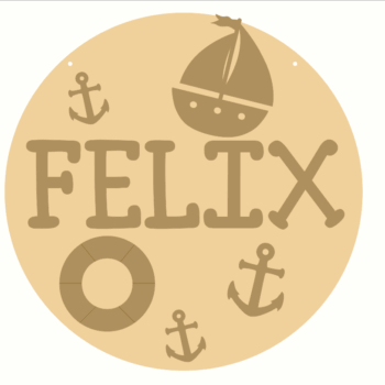 3mm mdf Layered Circle with Name and Seaside Shapes