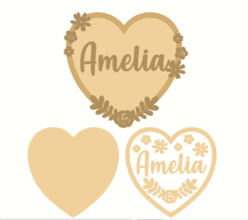 3mm mdf Layered Heart Name Plaque