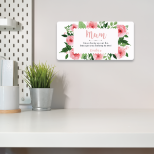 Personalised Printed Rectangle - Mum - I'm as Lucky as can be (Floral Rectangle Label Design)
