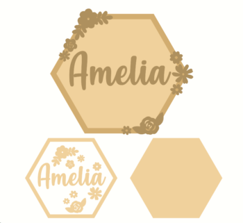 3mm mdf Layered Hexagon Name Plaque