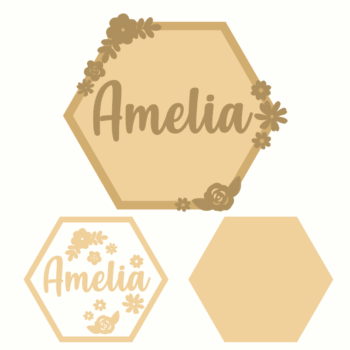 3mm mdf Layered Hexagon Name Plaque