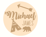 3mm mdf Layered Circle with Name and Teepee and Arrow Shapes