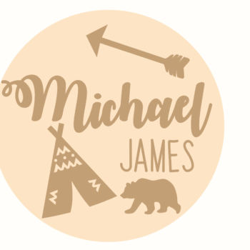 3mm mdf Layered Circle with Name and Teepee and Arrow Shapes