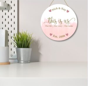 This Is Us - Names and Est Printed Circle - Blush and Gold