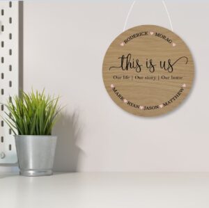 This is us - with names - 4mm Oak Veneer Printed Circle
