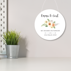 We Decided on Forever - 4mm Oak Veneer Printed Circle - Floral Design