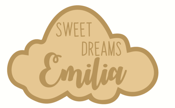 3mm mdf Layered Sweet Dreams Cloud Shape with name