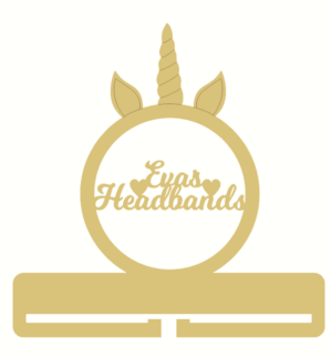 4mm MDF Personalised Unicorn Horn and Ears Headband or Bow Holder - Style 1