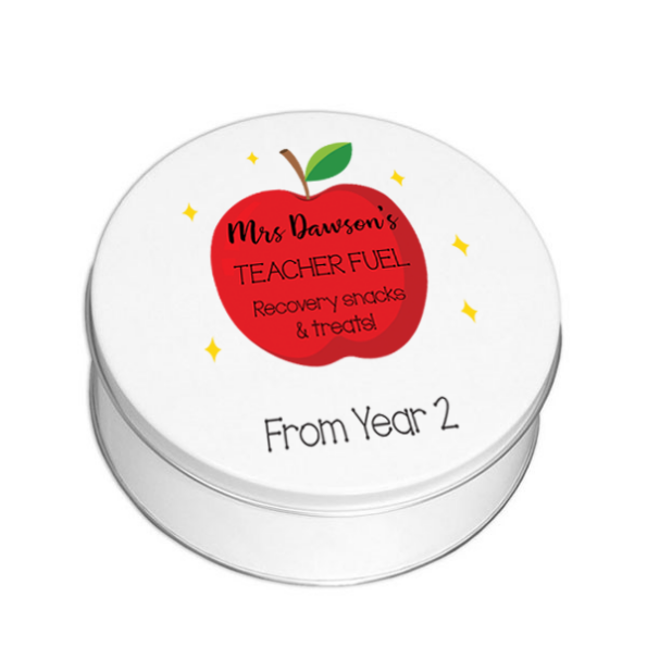 Personalised Printed White Tin - Red Apple