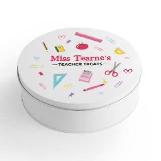 Personalised Printed White Tin - Pens and Pencils