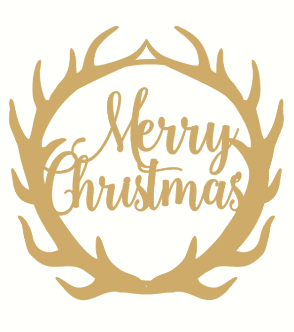 Merry Christmas Antler Plaque