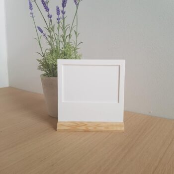 3mm 6 x 4 White Acrylic Polaroid Holder with Full Width Oak Stand