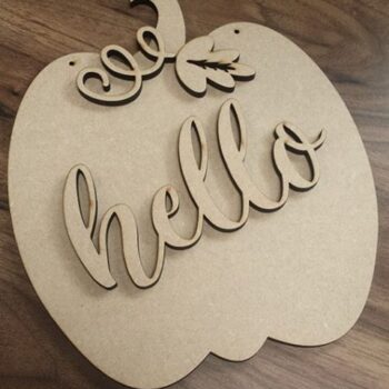 6mm Pumpkin with leaf and hello word