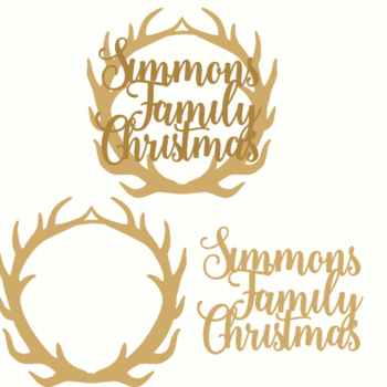 Layered Name Family Christmas Antler Plaque