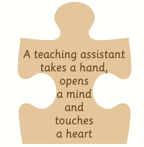 18mm Engraved Jigsaw - A Teacher/Teaching Assistant/Mentor Touches a Hand...