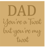 18mm Engraved Plaque- Dad you’re a twat but you’re my twat