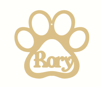 3mm MDF Personalised Dog Paw Bauble Version 2