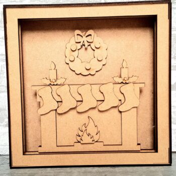 3mm mdf Shadow Box Frame Kit - Fireplace and Stockings