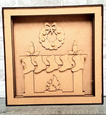 3mm mdf Shadow Box Frame Kit - Fireplace and Stockings