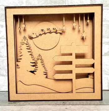 3mm mdf Shadow Box Frame Kit - Xmas Trees and Signpost