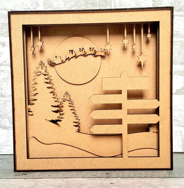 3mm mdf Shadow Box Frame Kit - Xmas Trees and Signpost