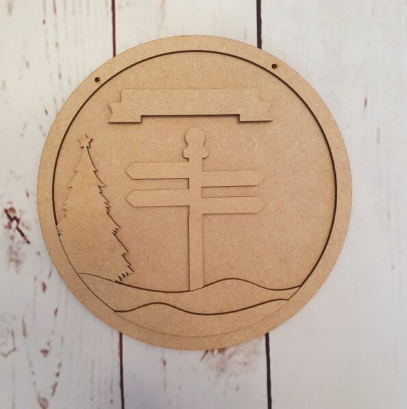 3mm mdf Signpost Layered Circle With Tree