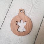3mm OAK VENEER Pack of  5 cut out baubles (choose from designs)