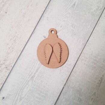 3mm mdf Pack of 5 x 2 Piece Baubles with shapes (choose from designs)