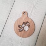 3mm OAK VENEER Pack of  5 cut out baubles (choose from designs)