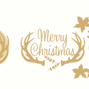 3mm layered Oval Merry Christmas with stag horns and poinsettia flowers