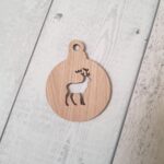 3mm OAK VENEER Pack of  5 cut out baubles (choose from designs)
