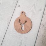3mm OAK VENEER Pack of  5 cut out baubles (choose from designs)