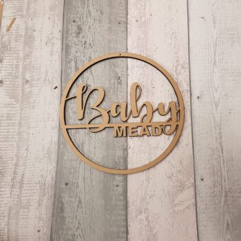 6mm mdf Double Line Name Hoop (Swirly Font)