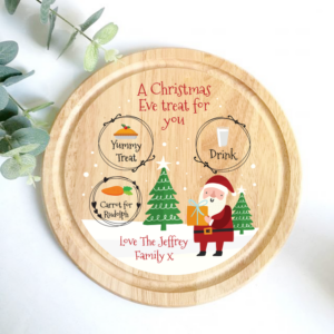 Printed Round Treat Board - Santa & Trees