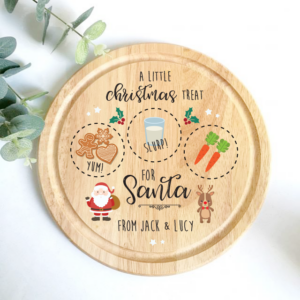 Printed Round Treat Board - Santa & Rudolph