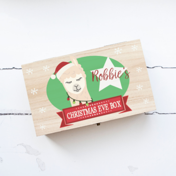 Personalised Rectangular Printed Christmas Eve Box - Llama Boy