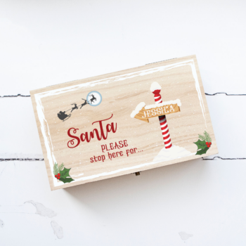 Personalised Rectangular Printed Christmas Eve Box - Sign Post