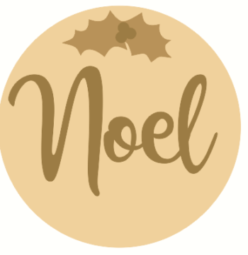 3mm mdf Layered Circle Noel with Holly Leaves