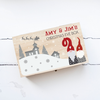 Personalised Rectangular Printed Christmas Eve Box - Gnome Couple