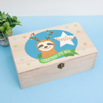 Personalised Rectangular Printed Christmas Eve Box - Sloth