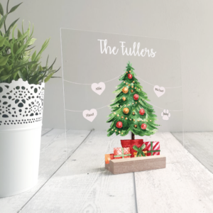 Printed IKEA Ribba or Sannahed Replacement Front Acrylic Heart Bunting Christmas Tree Design
