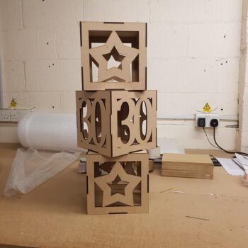 4mm mdf Cube (with letter/number/shape cut out)