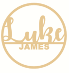 6mm mdf Double Line Name Hoop (Swirly Font)