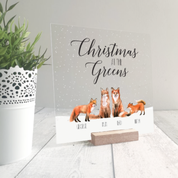 Printed IKEA Ribba or Sannahed Replacement Front Acrylic Christmas Scene - Foxes